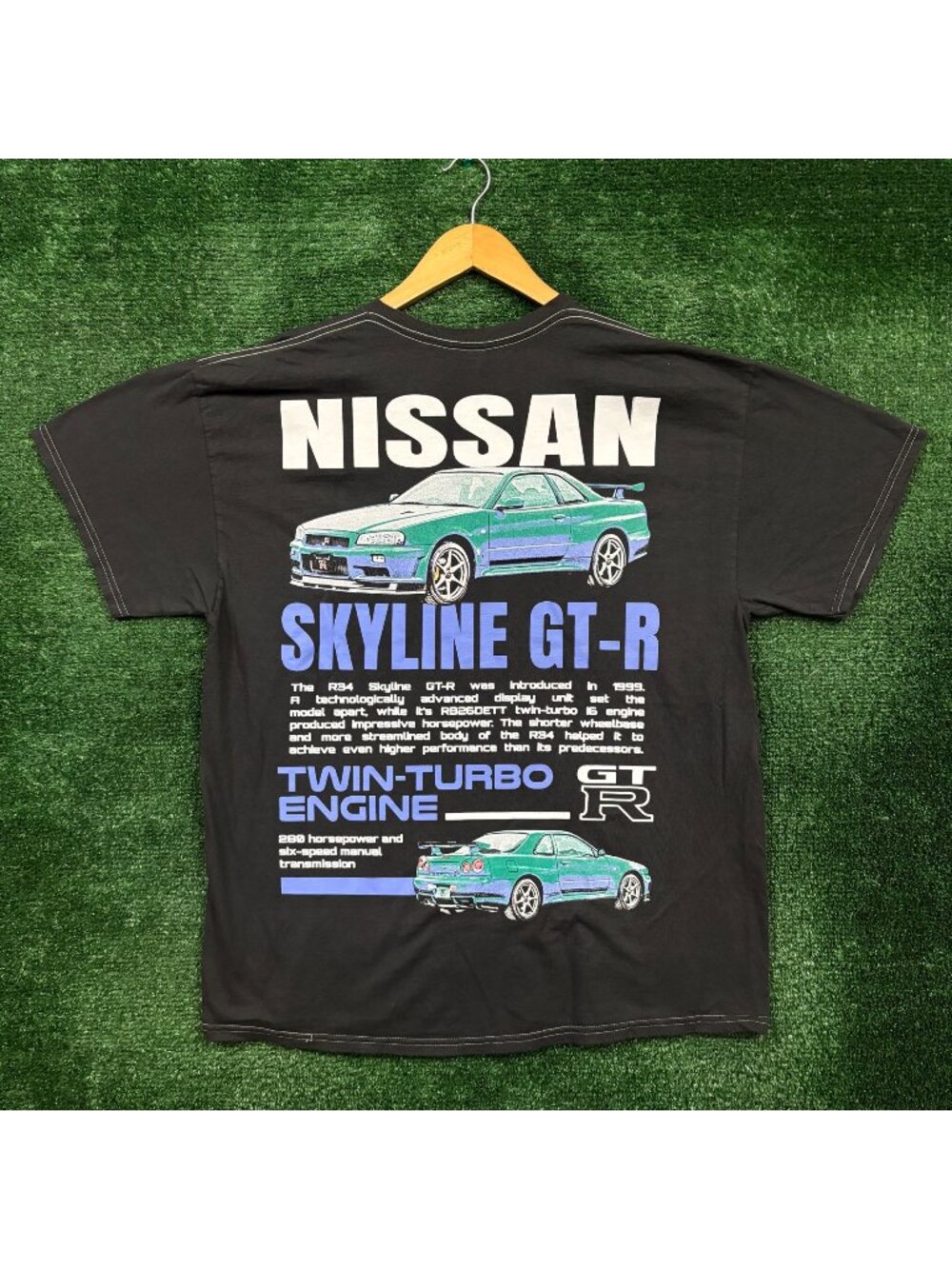Nissan Skyline GT-R Twin Turbo Engine T-Shirt Size Large